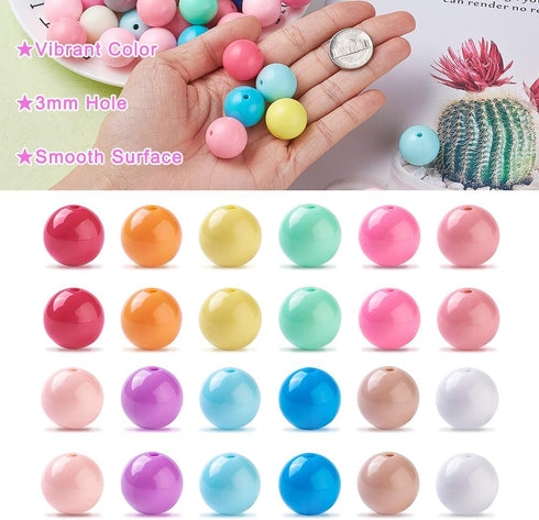Beadthoven 120pcs 12 Colors Bubblegum Beads Bulk 20mm Focal Beads for Pens Opaque Candy Color Easter Beads Large Acrylic Beads Plastic Chunky Bead...