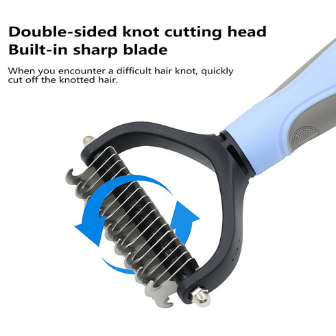 Pet Hair Removal Comb, Double-Sided Undercoat Rake for Dogs & Cats - Shedding Comb and Dematting Tool for Grooming, Deshedding Brush Dogs Shedding...