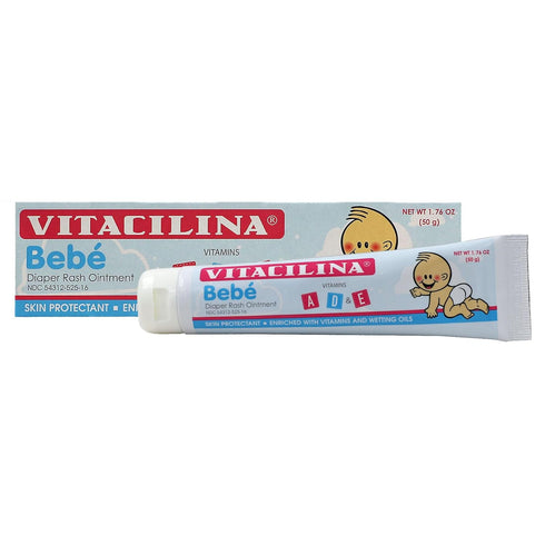 Vitacilina Bebe, Diaper Rash Ointment, Skin Protectant with Vitamins and Wetting oils, Protects Baby's Skin, 2-Pack of 1.76 Oz, 2 Boxes...