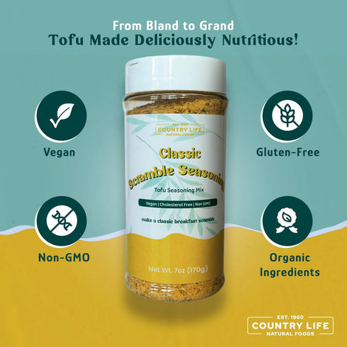 Country Life Tofu Scramble Seasoning, Vegan, Made with Organic Ingredients, Non-GMO, Plant-based, Herbs and Spices, 7oz...