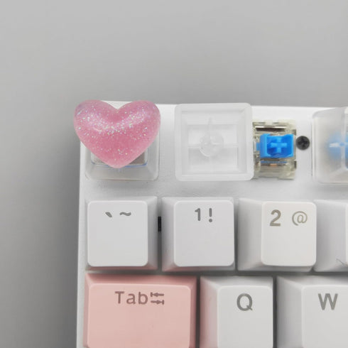 Personalized Cute Love Heart Keycap Handmade OEM Profile Keycap Base DIY Custom ESC Backlit Keycap for Mechanical Keyboard MX Switch (Pink)...