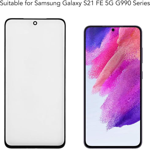 Screen Replacement for Galaxy S21 FE 5G G990 Series, Front Outer Lens Glass Screen Replacement, Full Set of Professional Repair Kits...