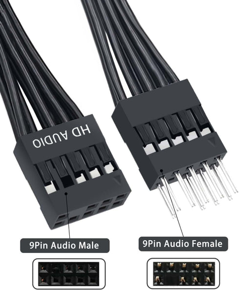 COMeap Front Panel Connector, Motherboard Extension Cable Set with Front Panel Extension Plug POWE LED+/-, HDD LED, Power SW, Reset SW,HD Audio,Fr...