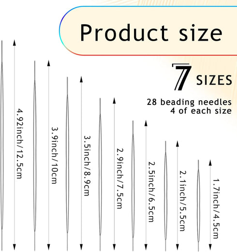 28 Pieces 7 Sizes Beading Needles Big Eye Beading Needles Seed Beads Needles Large Eye Beading Needles for Beading Jewelry Making...