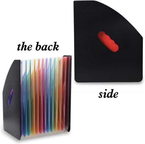 Lemical Desktop Expanding File Holder 13 Rainbow Pockets Portable File Folder A4 File Organizer Self Standing Accordion Document Storage Box High ...