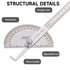 Stainless Steel Protractor Large Protractor Angle Protractor 180 Degrees Two Arm Ruler Angle Finder Ruler Woodworking Ruler Angle Measure Tool Cra...