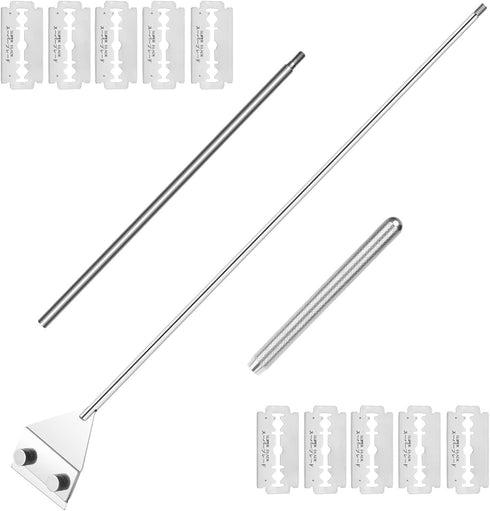 Algae Scraper for Glass Aquarium, Fish Tank Razor Blade Scraper with 10 Replaceable Razor Blades, Essential Aquarium Cleaning Tools. (Silver-25.6 ...