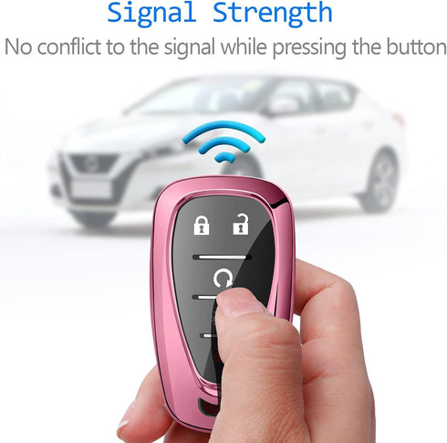 Sindeda for Chevrolet Key Fob Cover With Keychain Soft TPU Full Protection Key Shell Case Compatible with Chevrolet 2016-2024 Chevy Malibu Camaro ...