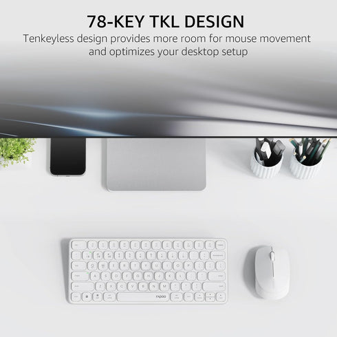 Rapoo 9010M Multi-Device Keyboard and Mouse Combo, 2.4GHz/Bluetooth 5.0/4.0 Wireless Keyboard & Mouse Set for Windows/Mac/Linux/Chrome, Support 4 ...