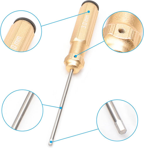 4Pcs RC Hex Screw Driver Kit, 1.5/2.0/2.5/3.0mm Hex Screw Nut Screwdrivers with Small Cross Wrenches Sleeve, Hex Driver Repair Tool Set for RC Car...