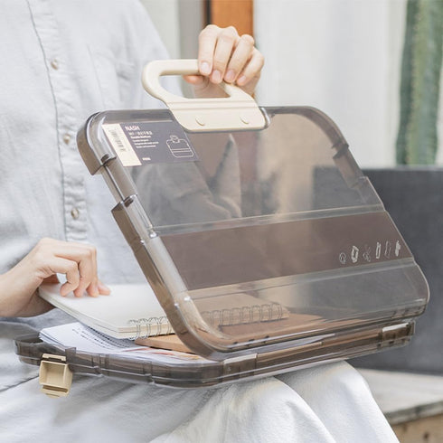 Portable File Box Clear Waterproof Document Storage Box with Snaps PP Files Organizer Cases for A4 Paper Magazines Notebooks School or Office Supp...