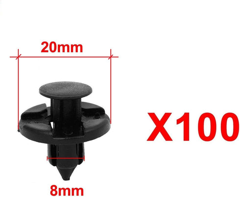 100pcs- Nylon Fender Trim Panel Bumper Shield Retainer Fastener Rivet Push-Type Clips for 8mm Hole fit Nissan Infiniti 01553-09321 Auto Body...