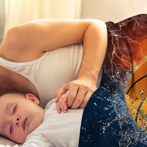Ultra Soft Flannel Fleece Bed Blanket Basketball on Fire and Water Flame Splashing Lightning Throw Blanket All Season Warm Fuzzy Light Weight Cozy...