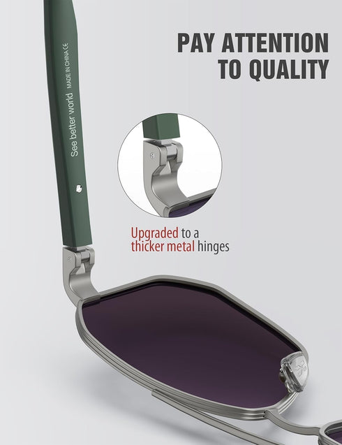 LUENX Aviator Sunglasses for Men Square Polarized Polygon Lens - UV 400 Protection with Accessories 61MM Driving Outdoor...