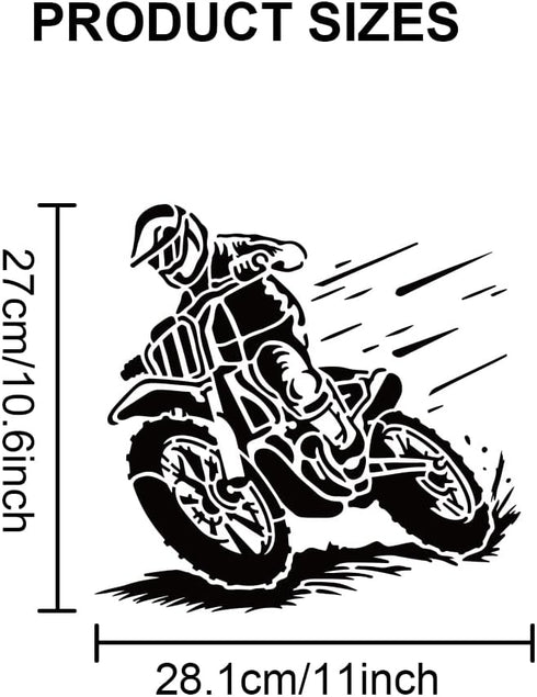 Motocross Stencils 11.8×11.8inch Large Square Motorcycle Stencil Template with Paint Brush on Wood, Canvas, Paper, Fabric, Wall and Furniture...