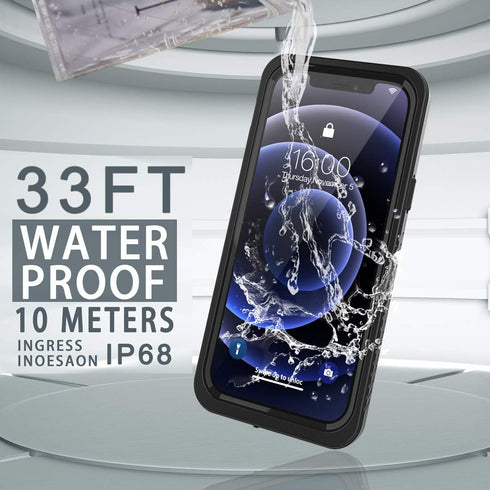 Diverbox for iPhone 12 Waterproof Case,Waterproof Shockproof Dustproof IP68 Full-Body Hard Case Built-in Screen Protector Underwater Outdoor Water...