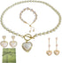 Pearl Heart Necklace and Earring set - 4PCS Pearl Jewelry Set for Women Gold Plated Pearl Choker Necklace Pearl Bracelet Pearl Earrings Set Trendy...