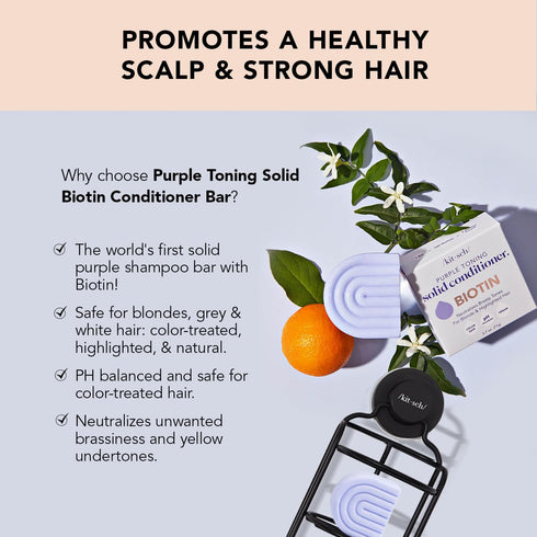 Kitsch Purple Conditioner Bar for Treated & Grey Hair, Made in US, Toning Purple Bar Conditioner for Hair for Blonde, Grey & White Hair, Removes B...