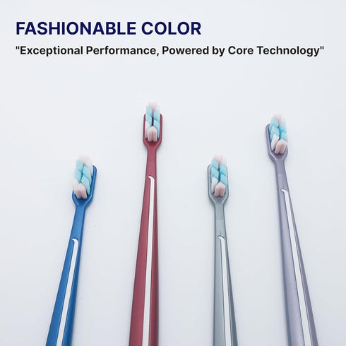 Soft Bristle Toothbrush - Silver Purple Duo with Dual Heart-Shaped Design - Set of 2 for Gentle and Effective Oral Care...