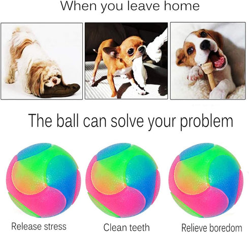 FineInno 4 pcs Large Light Up Dog Balls Flashing Elastic Ball Glow in The Dark Interactive Pet Toys for for Golden Retriever,Labrador,Large Dogs...