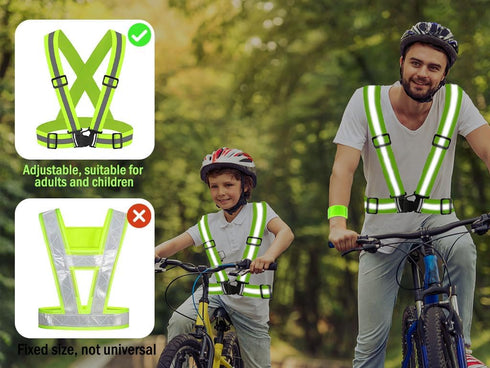4PCS Adjustable Reflective Safety Harness+4PCS Elastic Reflective Wristbands+4PCS Reflective Slap Arm-Bands and a Mesh Bag,Running Reflective Vest...