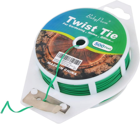 500 Feet (152M) Twist Ties with Cutter, Plastic Multi-purpose Reusable Twist Wire for Gardening, Home, Office...