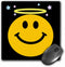 3dRose Mouse Pad Angel Smiley Face On Black Angelic Yellow Happy Smilie with Halo - Smiling Smile Sweet Innocent Good - 8 by 8-Inches (mp_113104_1...