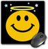 3dRose Mouse Pad Angel Smiley Face On Black Angelic Yellow Happy Smilie with Halo - Smiling Smile Sweet Innocent Good - 8 by 8-Inches (mp_113104_1...