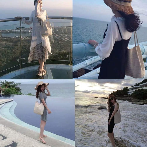 Straw Beach Bag Buckets Totes Handbag Shoulder Bag Tote Bag Women Summer Handbag...