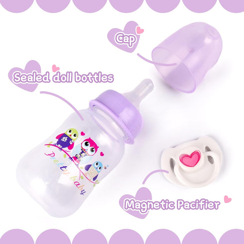 JIZHI Reborn Baby Doll Bottle and Magnetic Pacifier Set, Baby Doll Accessories for Reborn Baby Dolls, Pretend Play Feeding Toy Kids Gift (Purple)...