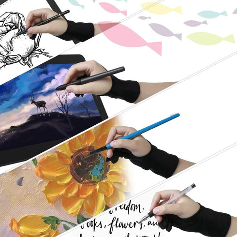GAOMON Two Finger Glove for Drawing Tablet, Oil Painting and Sketch Creation, Free Size Support Left and Right Hand...