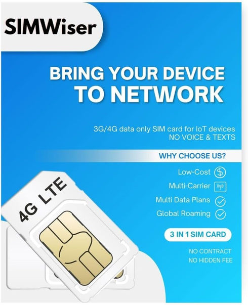 3G/4G Data Only SIM Card, SIM Card for IoT Devices Security Cameras, Hunting Trail Cameras, GPS Trackers, or Tablets - No Contract, Data Only, No ...