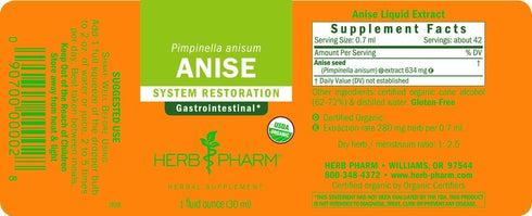 Herb Pharm Certified Organic Anise Liquid Extract for Digestive Support, 1 Fl Oz (Pack of 1) 1 Fl Oz...