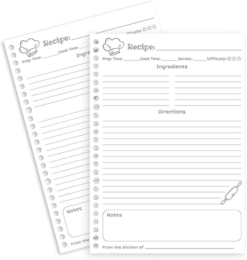 Lubudingjoy Blank Recipe Pages for Removable Blank Recipe Book, 140 Sheets 7"x10" Blank Pages, Recipe Refill Pages for Blank Recipe Book to Write ...