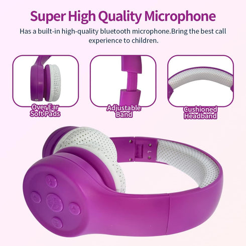 Toddler Wireless Headphones, Bluetooth Kids Headphones 93db Volume Limited Foldable with Built-in Mic for Cell Phones TV Tablet Amazon fire School...