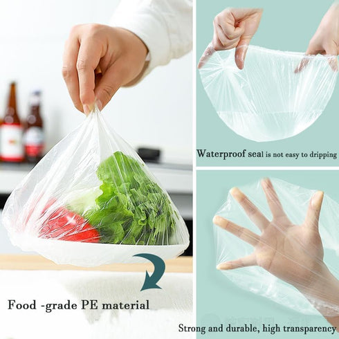 200pcs Disposable Bowl Covers - Food Cover Stretch Edging, Stretchable Plastic Wrap, Elastic Storage Wraps for Storage Containers, Disposable Fres...