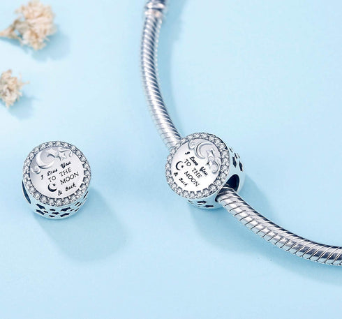 925 Sterling Silver Charm Fit for Pandora Charms Bracelet I Love You to the Moon and Back Bead Charm Birthday Gifts Women Jewelry...