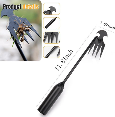 2pcs Weeding Artifact Uprooting Weeding Tool, Garden Weeding Tool 4 Tooth Manganese Steel, Portable Garden Weeding Tool, Multi-Function Weeding To...