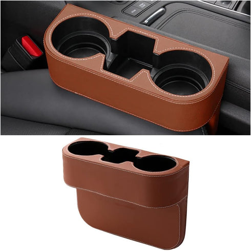 Car Cup Holder with Phone Holder, Side Pocket Console Leather Cover, Auto Front Seat Gap Interior Drink Organizer, Multifunction Accessories Stora...