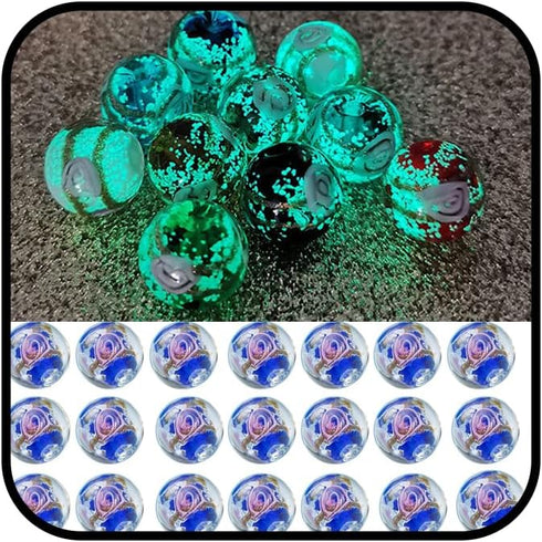 Nifsun 8mm 200pcs Glow in The Dack Glass Beads Round Spacer Loose Beads with Holes for Jewelry Making Bulk Lampwork Solar Unique DIY Lampwork Bead...