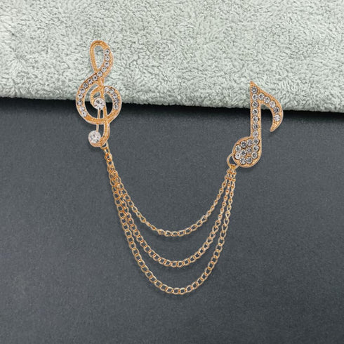 2pcs Brooches Pin for Men Lapel Pin Shirts Collar Chain Music Note Layers Tassel Chain Suit Collar Shirt Studs Lapel Stick Metal Crystal Chain Jew...