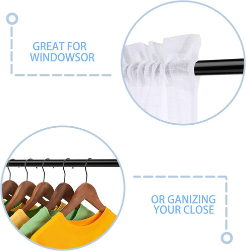 AIZESI Spring Tension Curtain Rods Short Tension Rod (Black,17" to 28"-2Pcs)...
