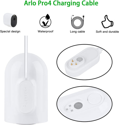 30FT Magnetic Charging Cable for Arlo Pro 3, Arlo Pro 4, Arlo Pro 5S, Arlo Ultra, Arlo Ultra 2, Continuous Outdoor Charger Cable for Your Arlo Sec...