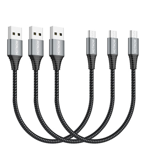 Micro USB Cable 1ft 3Pack, 12 inch Short Android Charger Cable Nylon Braided Fast Charging Cord for Samsung Galaxy S7 S6 S7 Edge S5,Note 5,PS4,Pow...