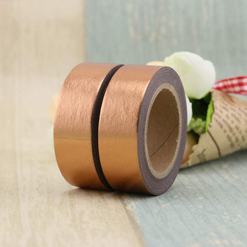 MEI YI TIAN 6 Rolls Solid Copper Gold Foil Washi Tape Set 15mmx10m Bronze Golden Stamping Paper Adhesive Masking Tapes Sticky Paper Tape for DIY S...