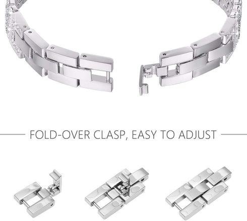 NewWays Compatible for SAMSUNG Galaxy Watch 7 6 Classic 6 5 4 Band 40mm 44mm 42mm 46mm, 20mm Stunning Diamonds Bracelet with Quick Release Pin for...