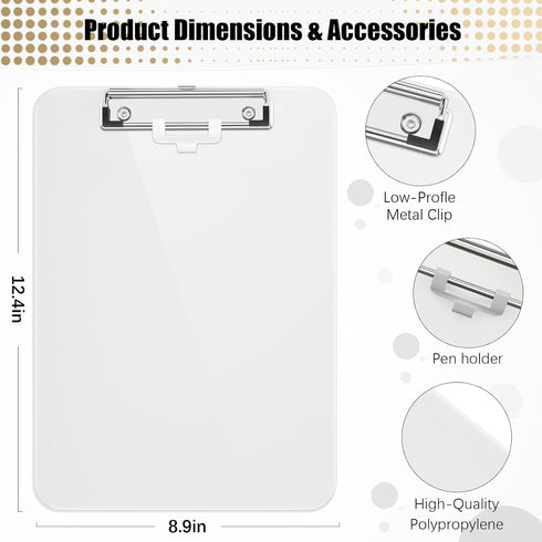 Hongri 2 Pack Plastic Clipboards with Pen Holder, 8.5x11 Clipboard Letter Size for Classroom, Students, Teacher, Office and School, Low Profile Cl...