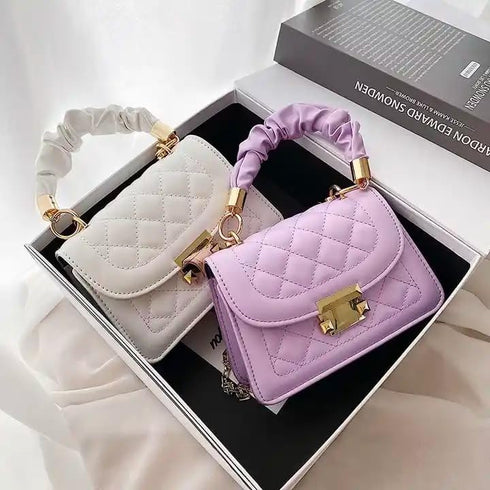 Stylish Korean Diamond Lattice Design Small Shoulder Bag...