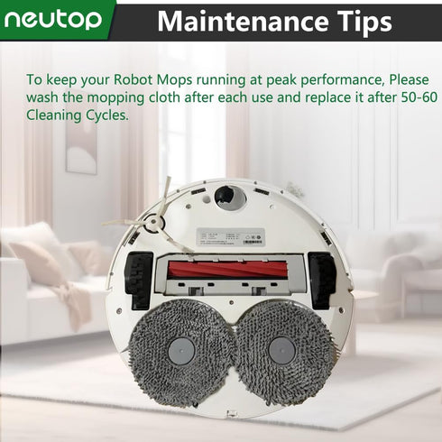 Neutop Replacement Mopping Pads Microfiber Mop Cloths Compatible with Roborock Q Revo, Robot Vacuums and Mops Parts Accessories, 4-Pack....