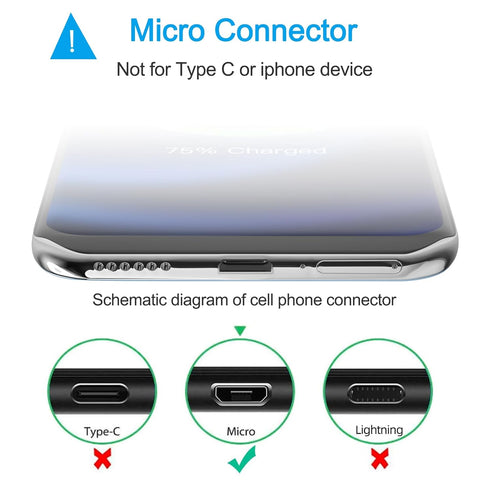Short Micro USB Cable 1ft,Fast Android Phone Charger Cord,Micro-B Sync Data Charging Cable Compatible with Samsung Galaxy S7 J7,Fire Stick,Tablet...